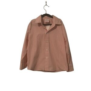 Shrimp & Grits Boy's Pink and White Gingham Long Sleeve Button Down Size 5